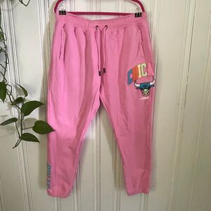 Pro Standard Chicago Bulls Men’s Pink Fleece Joggers Sweatpants Size 2XL
